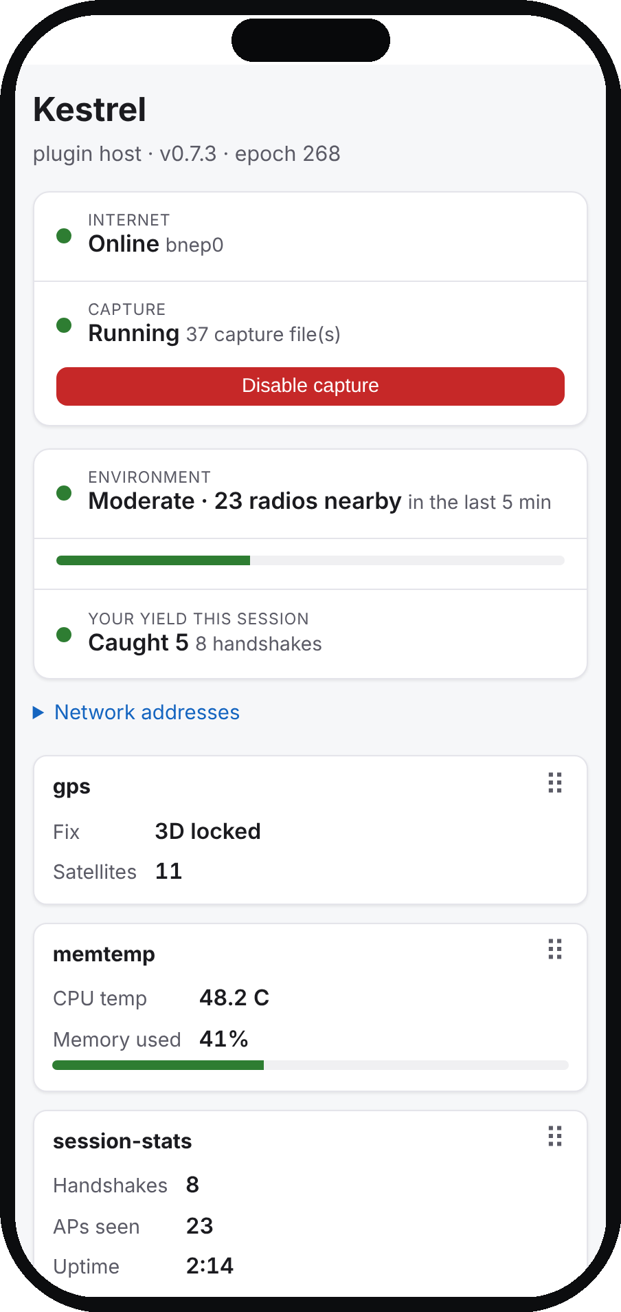 The Kestrel web dashboard